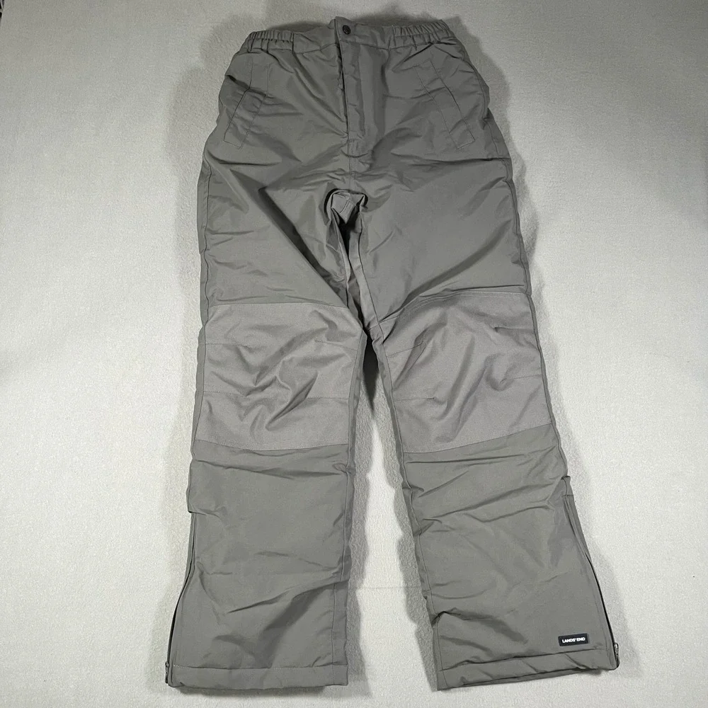 Lands End Kids squall Gray Grow A Long Ski Snow Pants sz 14 Waterproof Insulated